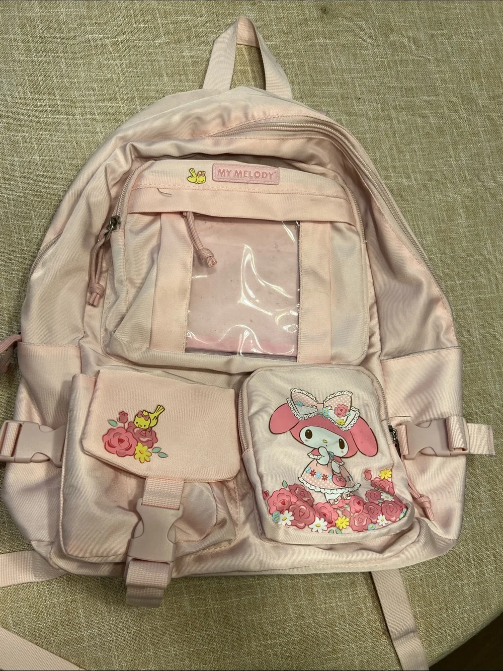 My Melody Pink Floral Multi Pocket Backpack